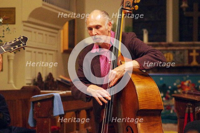 Simon Woolf, Geoff Simkins - Howard Alden Trio, St Andrews Church, Hove, East Sussex, 21 Oct 2022. Creator: Brian O'Connor.