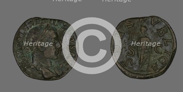 Sestertius (Coin) Portraying Emperor Severus Alexander, 232. Creator: Unknown.