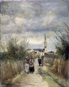 'Bell tower in Argenteuil (Road to the Church)', 1870s.  Artist: Jean-Baptiste-Camille Corot    