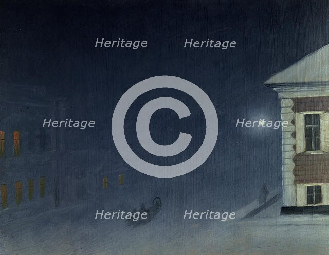 Magistratskaia Street on a Moonlit Evening, 1899. Creator: Pavel Mikhailovich Kosharov.