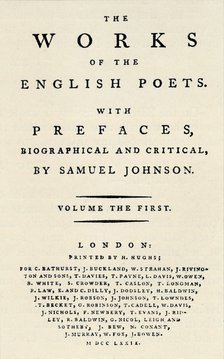 'Facsimile title-page of the first edition of The Works of the English Poets, containing Johnson's Artist: Unknown.