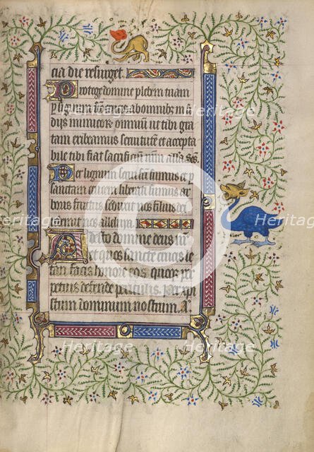 Decorated Text Page; Book of Hours, about 1410. Creator: Unknown.