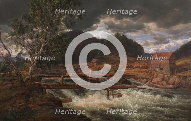 Hellefossen near Hokksund, 1838. Creator: Johan Christian Dahl.