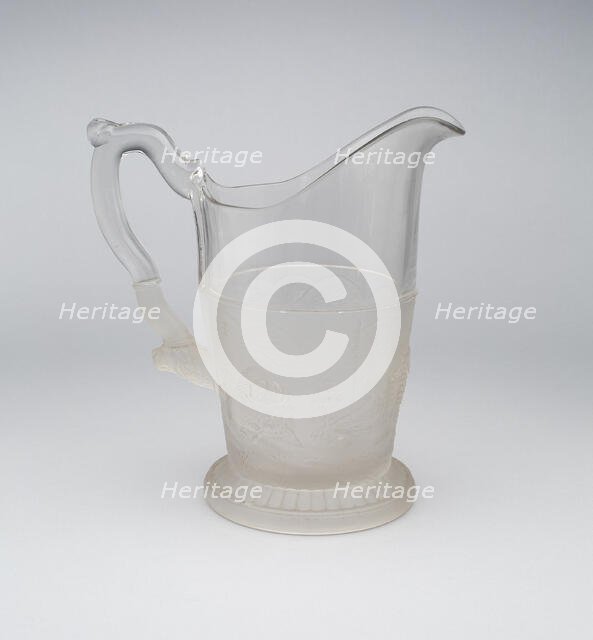 Westward Ho!/Pioneerpattern pitcher, c. 1876. Creator: Gillinder & Sons.