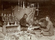 Buryat mechanics making "burkhanov" - Buryat goods, 1895-1939. Creator: L Veniukov.