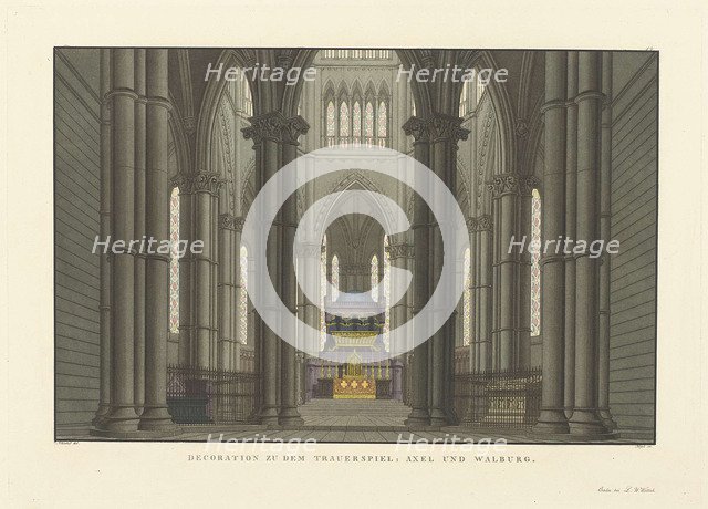 Stage design for the tragedy The Bride of Messina by Friedrich Schiller, 1824.