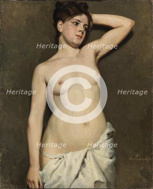 Female Nude, academy study, 1874. Creator: Albert Edelfelt.