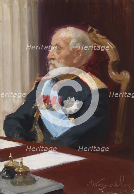 General Gonjetskin, portrait study for the Ceremonial Sitting of the State Council on..., 1901-1902. Creators: Il'ya Repin, Ivan Kulikov.