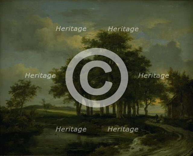 Oak Trees near a Road, Evening, 1643-1682. Creator: Jacob van Ruisdael.