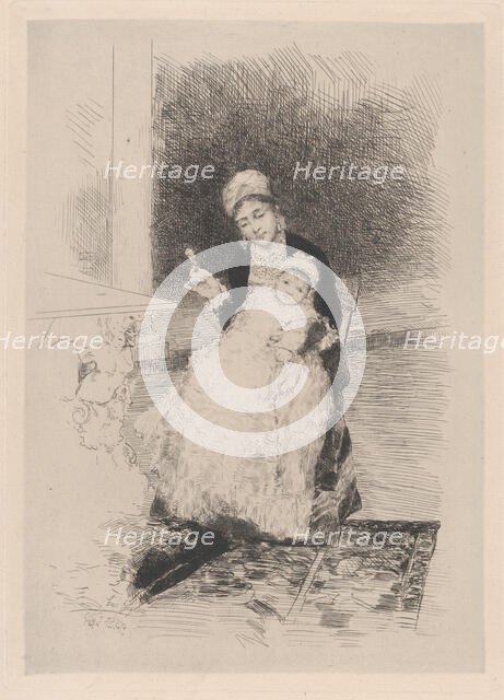 A seated woman holding a child, ca. 1800-1900?. Creator: Luis Jiménez Aranda.