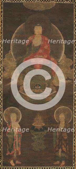 Shakyamuni Triad: Buddha Attended by Manjushri and Samantabhadra (Buddha), late 1300s. Creator: Unknown.