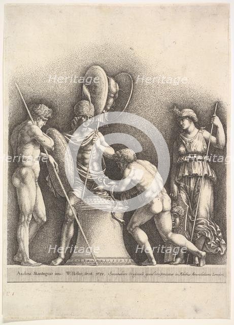 Four classical figures (pagan sacrifice), 1638. Creator: Wenceslaus Hollar.