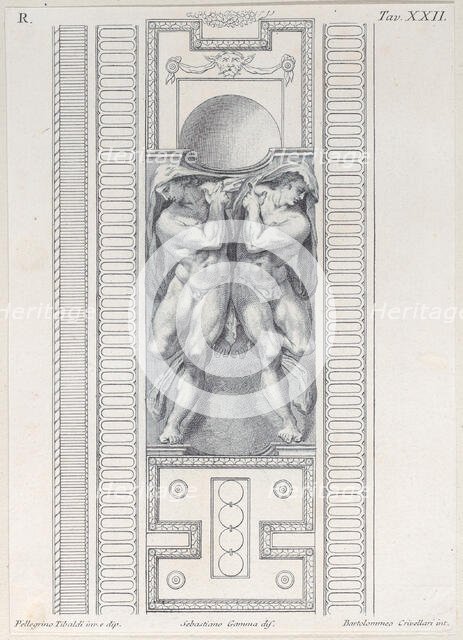 Plate 22: two nude figures wearing veils, 1756. Creators: Bartolomeo Crivellari, Sebastiano Gamma.