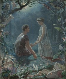 Hermia and Lysander. A Midsummer Night's Dream, 1870. Artist: Simmons, John (1823-1876)