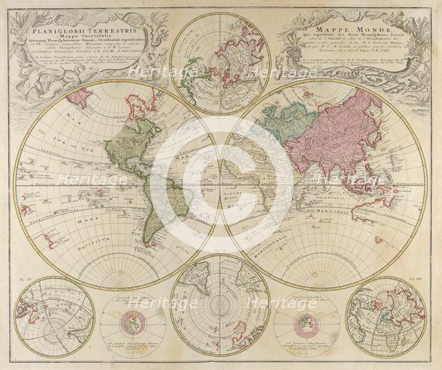 Planiglobii Terrestris Mappa Universalis..., 1746. Creator: Johann Baptista Homann.