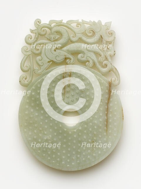 Disk (bi) with knobs, feline and dragon, Eastern Han dynasty, 100-220. Creator: Unknown.