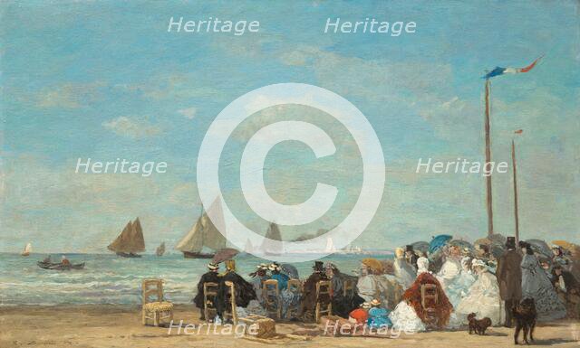 Beach Scene at Trouville, 1863. Creator: Eugene Louis Boudin.