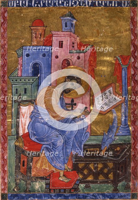 Mark the Evangelist (Manuscript illumination from the Matenadaran Gospel), 13th century.