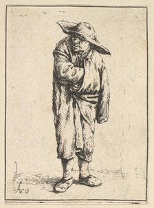 Peasant Wrapped in his Cloak, 1610-85. Creator: Adriaen van Ostade.