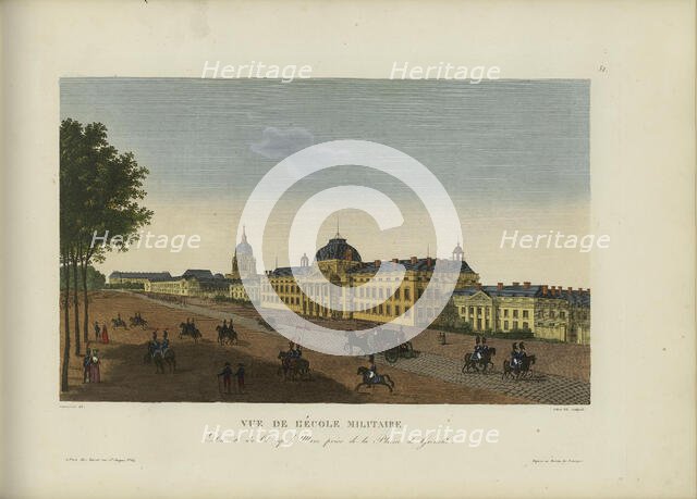 Vue de l'Ecole militaire, du côté du Champ-de-mars prise de la plaine de Grenelle, 1817-1824. Creator: Courvoisier-Voisin, Henri (1757-1830).