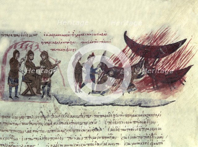 Saracens landed in Crete, Miniature in 'Scylitzes matritensis' (facsimile edition of the original…