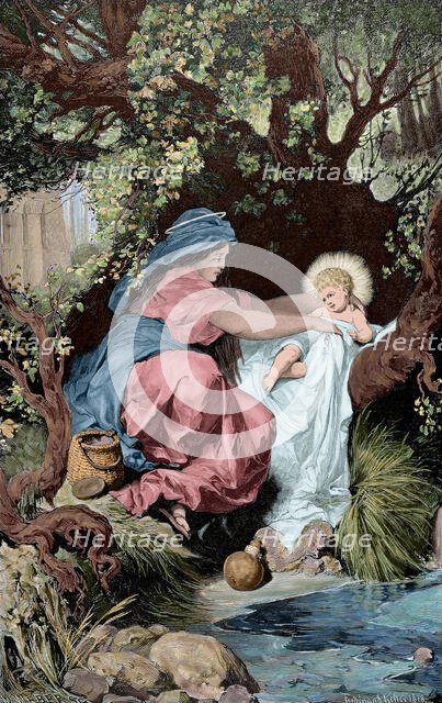 Flight into Egypt - New Testament, 1879.  Creator: M. Weber.