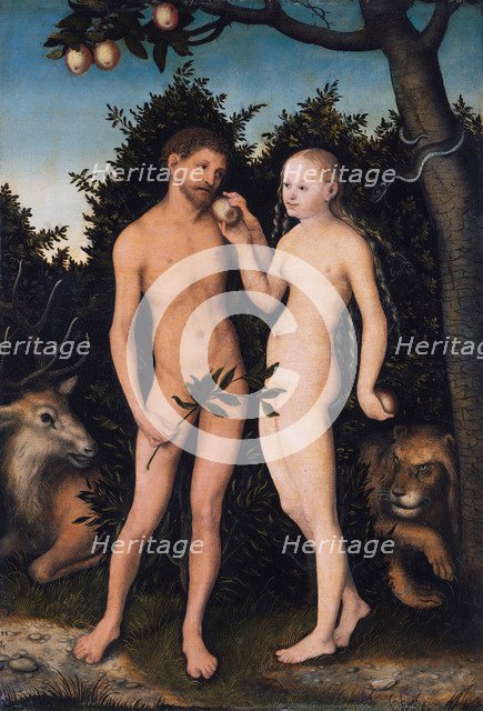 Adam and Eve in paradise (The Fall), 1531. Artist: Cranach, Lucas, the Elder (1472-1553)