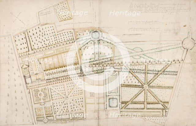Project to redesign the garden for Mr. Brunet and Pidou at Brunoy, 1687. Creator: Andre Le Notre.