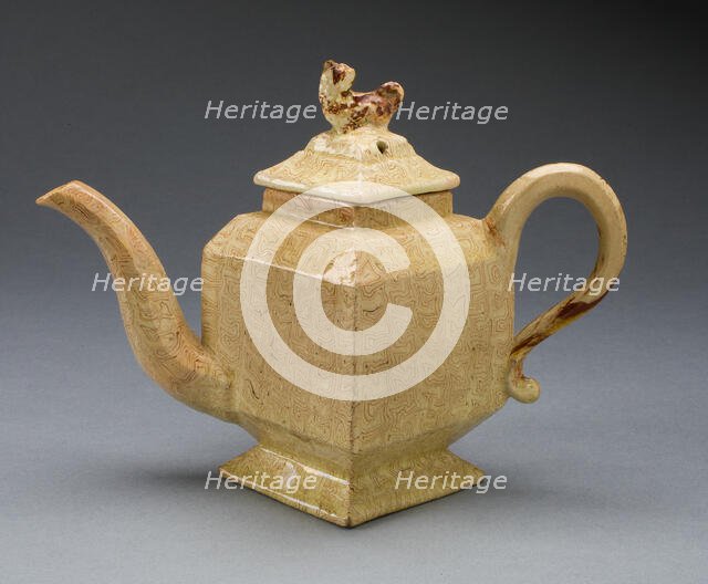 Teapot, Staffordshire, 1750/59. Creator: Staffordshire Potteries.