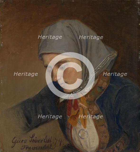 Portrait of Guro Sivertsdatter Travendal, 1874. Creator: Adolph Tidemand.