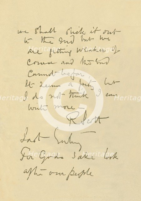 'Facsimile of Message to the Public', 29 March 1912, (1913). Artist: Robert Falcon Scott.