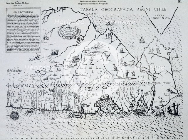 Map of Chile made by the Jesuit Alonso de Ovalle in 1646.