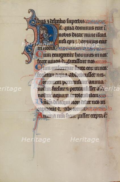 Initial N: Men Seated in a Group; Bute Psalter, text and illumination about 1285. Creator: Bute Master.