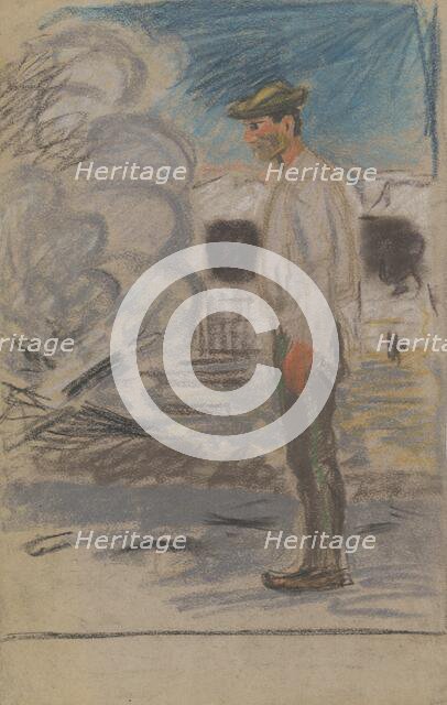 A farmhand in the yard, 1935-1944. Creator: Arnold Peter Weisz-Kubincan.