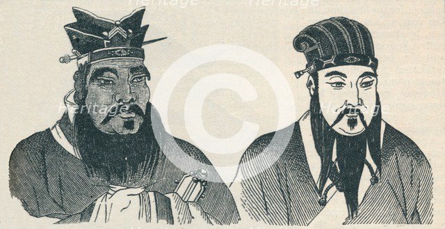 Chinese portraits of Confucius and his great follower Mencius, 1907. Artist: Unknown.