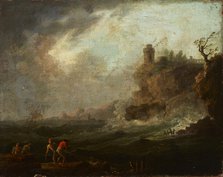 Marine View with a Castle on the Rock, 2nd half of 18th century. Creator: Unknown.