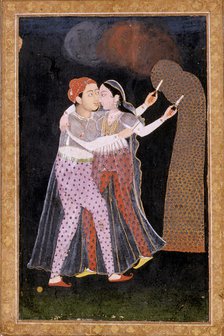 Embracing Lovers with Sparklers, c1775. Creator: Unknown.
