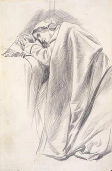 Study of a Draped Female Figure, Reclining, c1843-1891. Creator: Charles Samuel Keene.