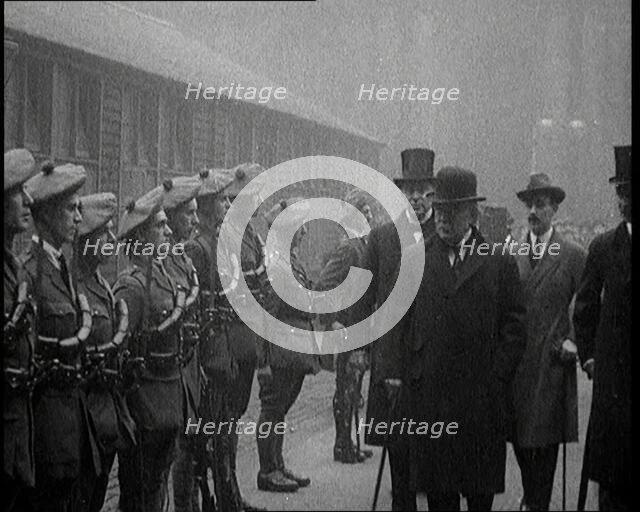 British Prime Minister David Lloyd George Inspecting Members of the Royal Irish Constabulary...,1920 Creator: British Pathe Ltd.