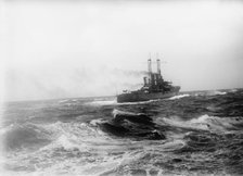 Navy, U.S. Battleships in Storm at Sea, 1913. Creator: Harris & Ewing.