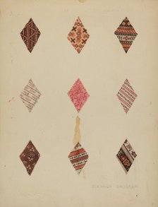 Patches from Quilt, c. 1937. Creator: Eleanor Gausser.