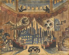 England. Stage design for the theatre play The flea by E. Zamyatin. Artist: Kustodiev, Boris Michaylovich (1878-1927)