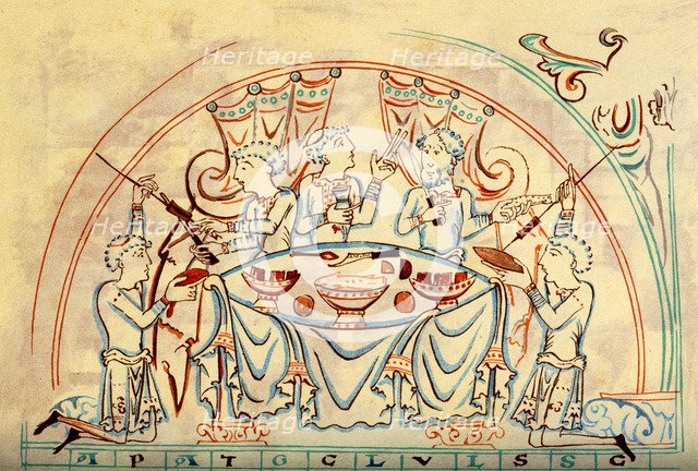 A banquet, 11th century (1892). Artist: Unknown