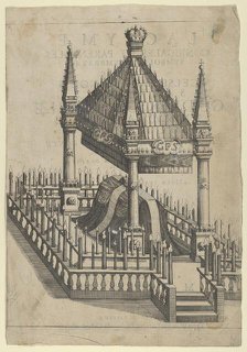 Catafalque for Prince Gottfried Maria Ignaz, frontispiece to 'Lacrymae Conjugales et Paren..., 1677. Creator: Anon.