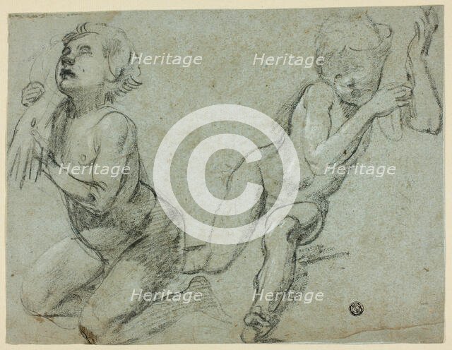 Sketches of Two Putti, One Holding Hand of Dead Christ (recto), n.d. Creator: Alessandro Casolani della Torre.