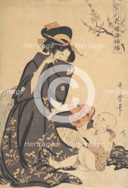A Woman Playing with a Young Boy, ca. 1804. Creator: Kitagawa Utamaro.