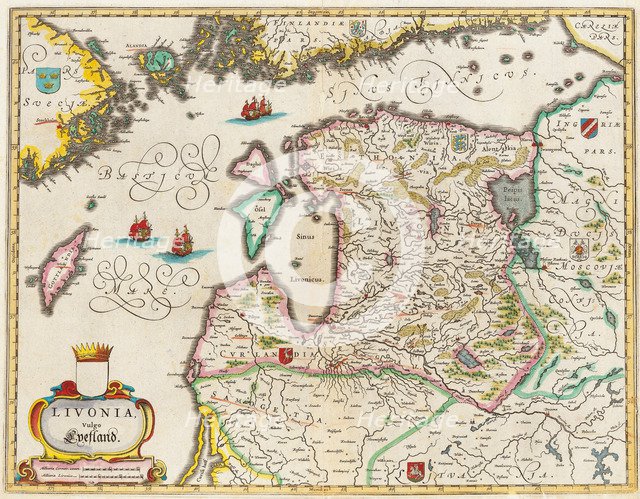Livonia Map, Vulgo Lyefland, Atlas Maior. Artist: Blaeu, Joan (1596-1673)