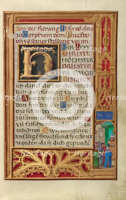 Border with Jeremiah before Johoiakim; Prayer Book of Cardinal Albrecht of Brand..., about 1525-1530 Creator: Simon Bening.