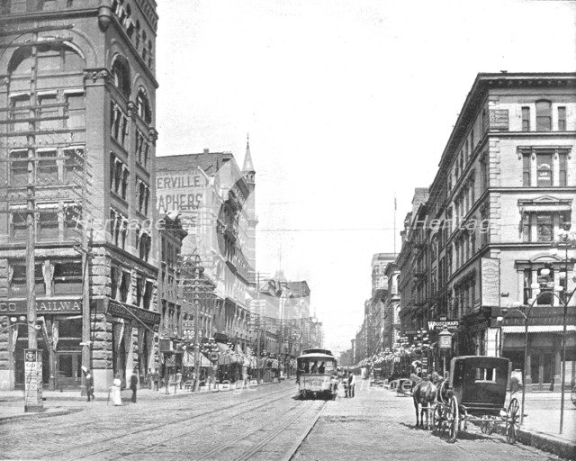 Broadway, North from Chestnut Street, St. Louis, Missouri, USA, c1900.  Creator: Unknown.