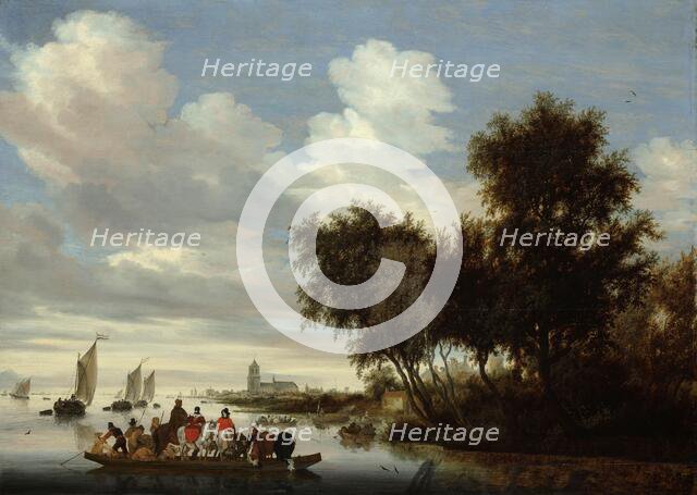 River Landscape with Ferry, 1649. Creator: Salomon Ruysdael.